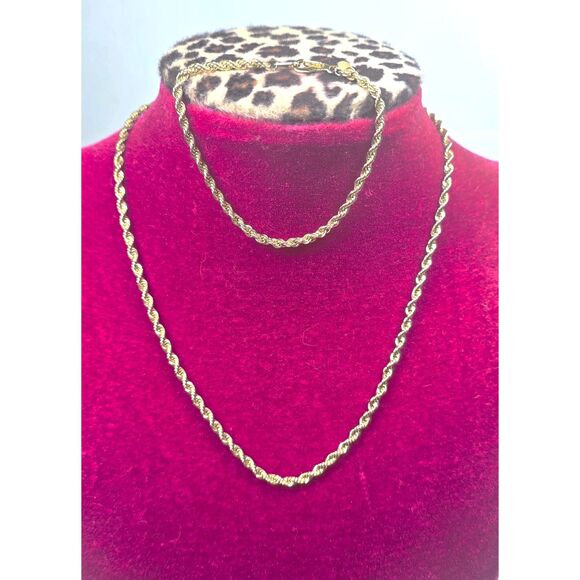 Vintage Gold Plated Rope Chain Necklace & Bracelet Set American Showcase Korea - Picture 2 of 6
